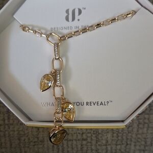 Gold Chain Necklace with Teardrop Charms By Bomb Party.